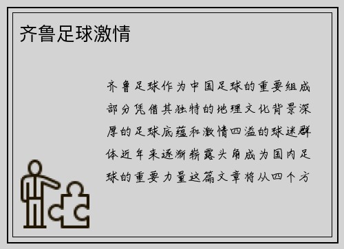齐鲁足球激情